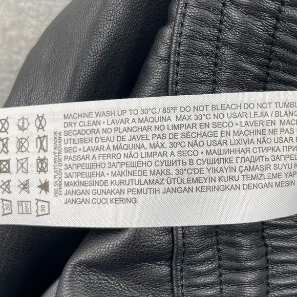 MANGO Womens Faux Leather Pants Large Black Tapered Leg Drawstring Waist Pull On - Picture 16 of 16